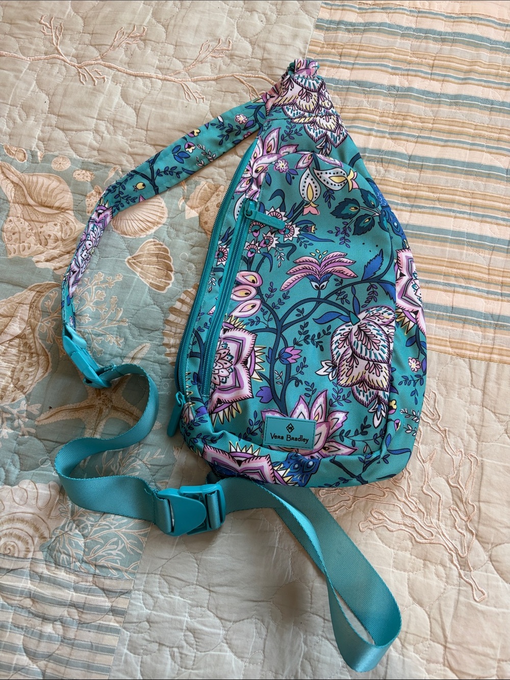 Vera Bradley Turquoise Floral Sling Crossbody